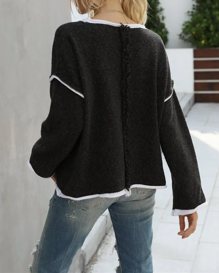 Signature Oversize Knit Sweater Top - Black