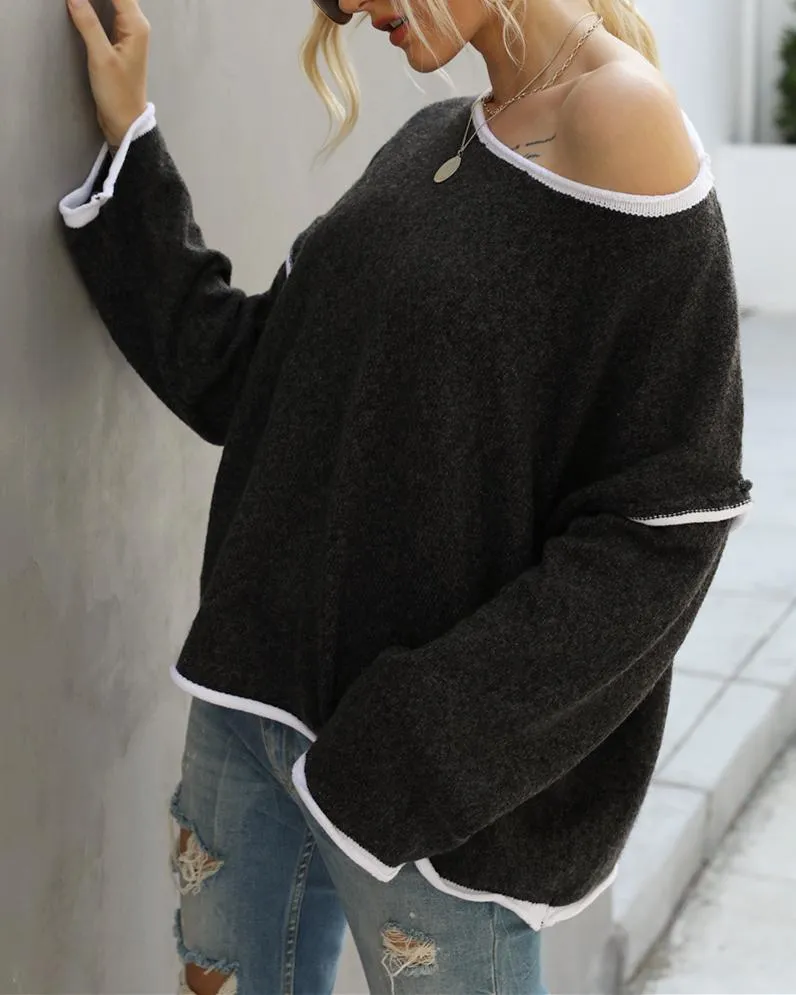 Signature Oversize Knit Sweater Top - Black