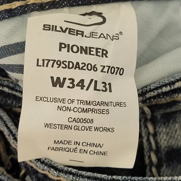 Silver Pioneer Women's Jeans 34 31 Distressed Bootcut Denim 34/31 NWT