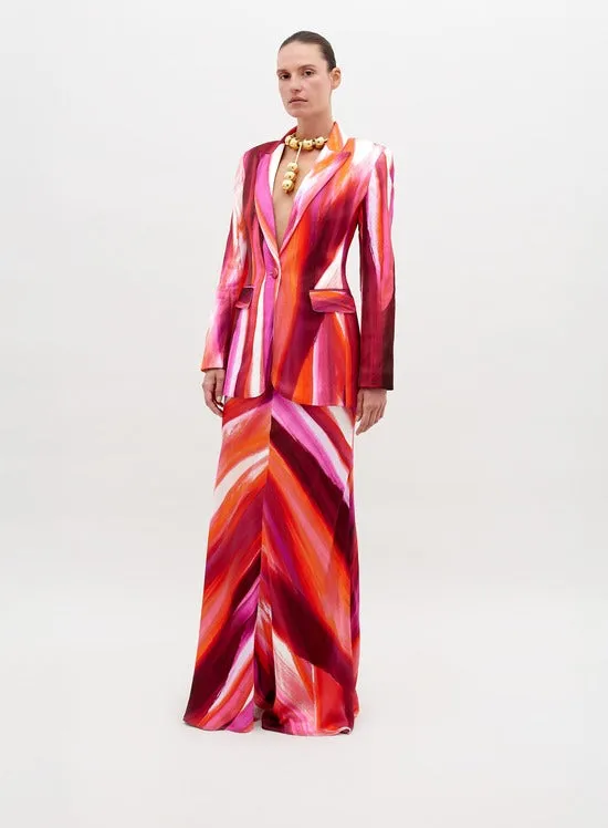 Silvia Tcherassi Laurina Skirt in Magenta Abstract Waves