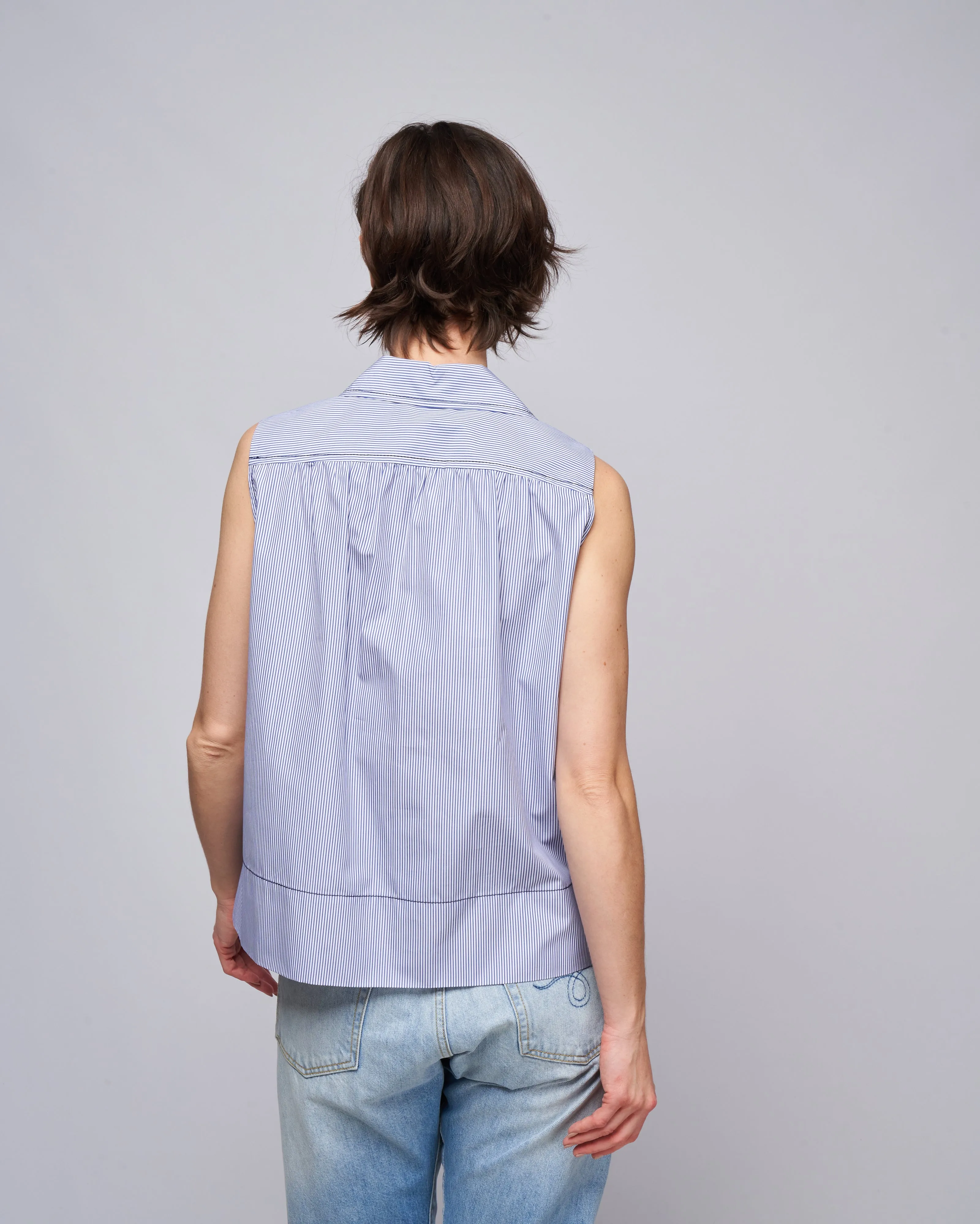 sleeveless shirt - navy/white