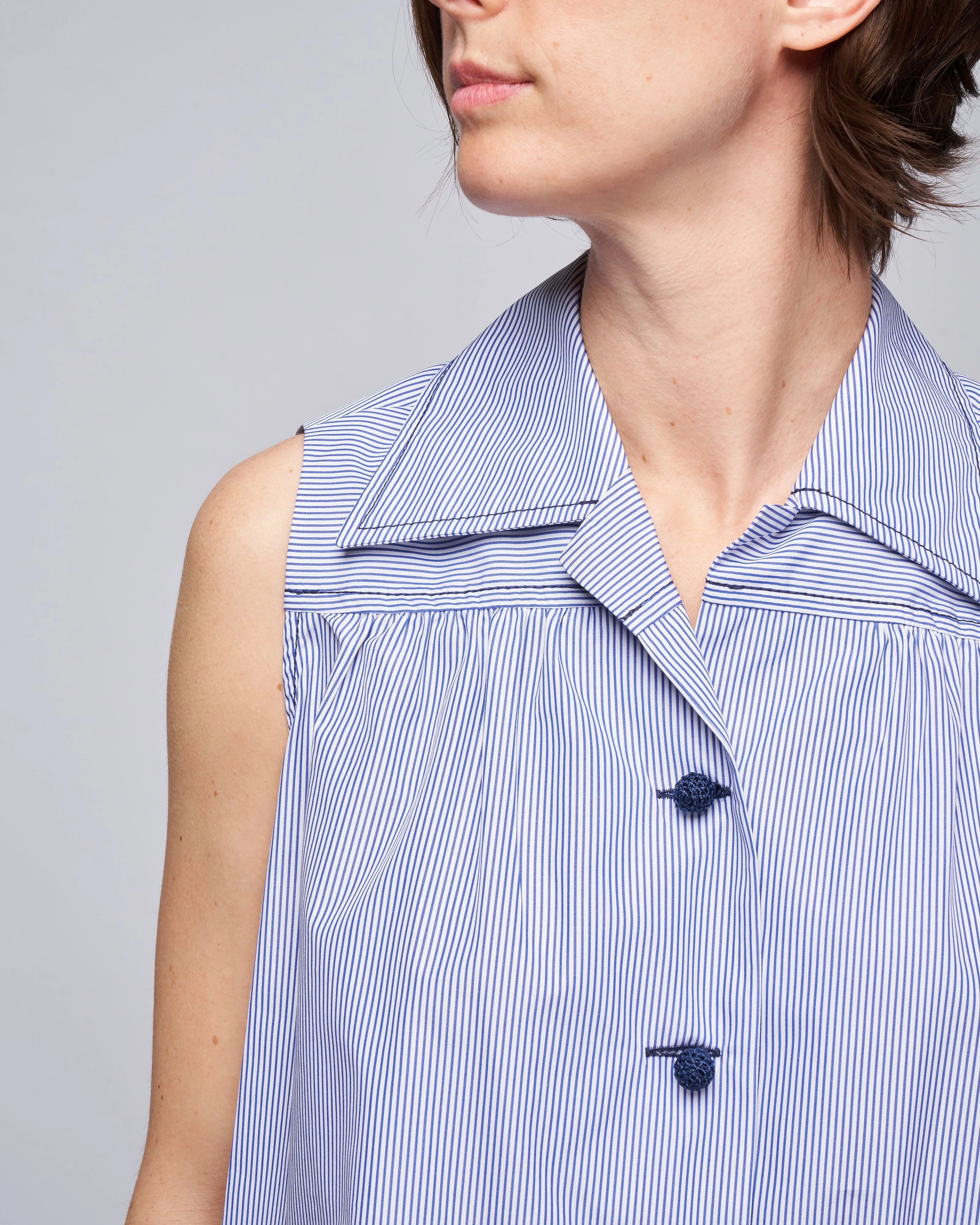 sleeveless shirt - navy/white