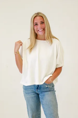 Spring Fling Textured Blouse in Off White