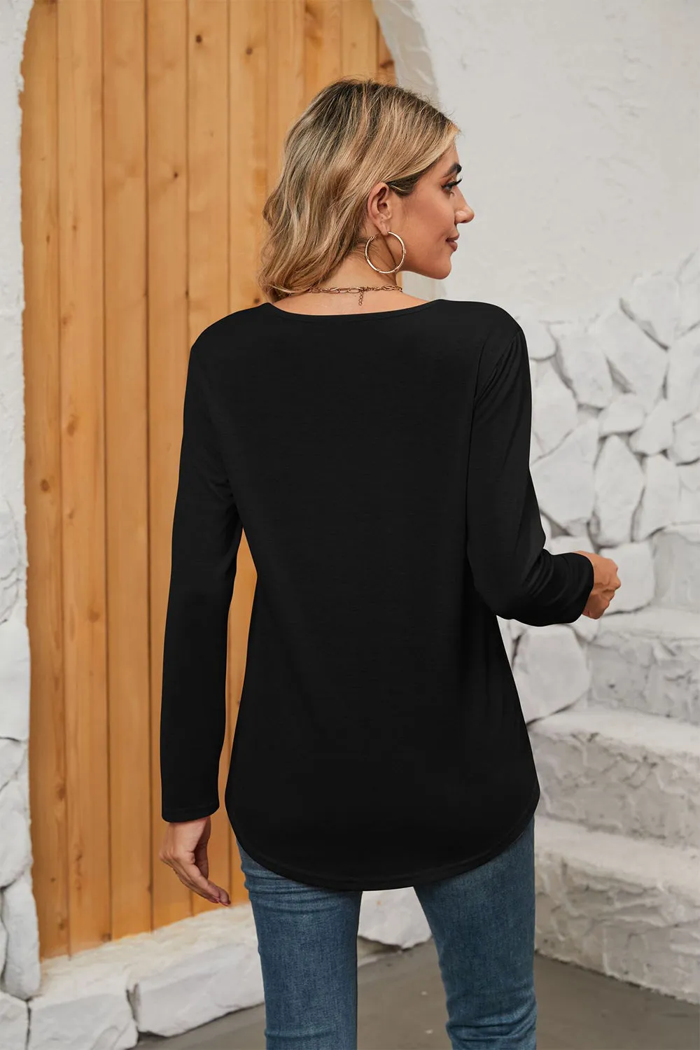 Square Neck Long Sleeve Top (7 Colors)