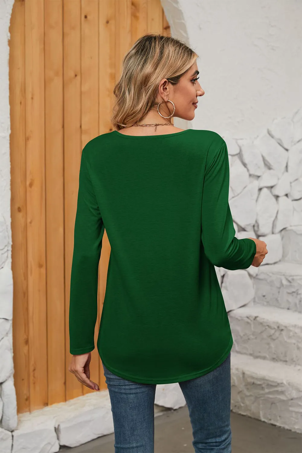 Square Neck Long Sleeve Top (7 Colors)