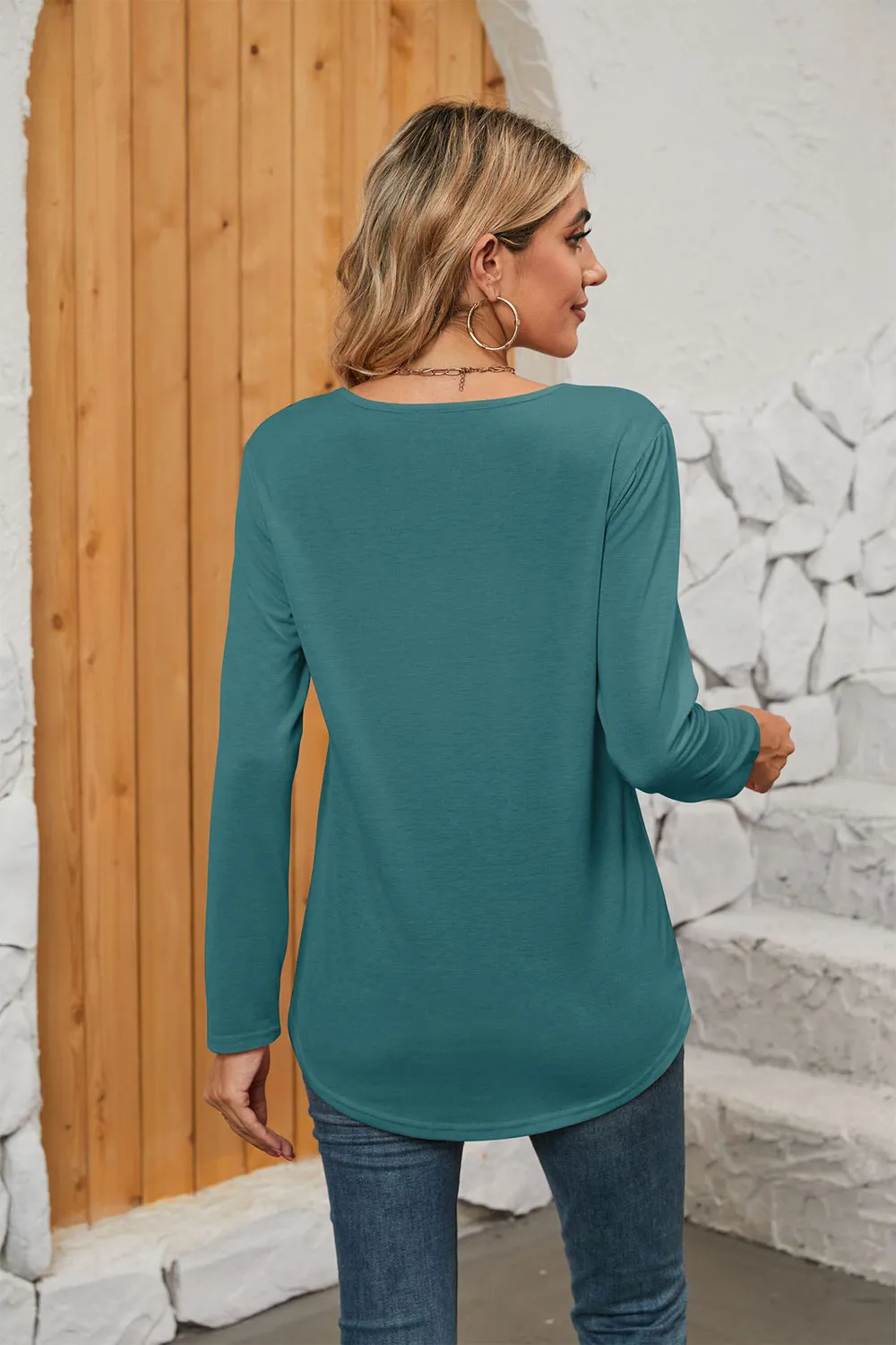 Square Neck Long Sleeve Top (7 Colors)