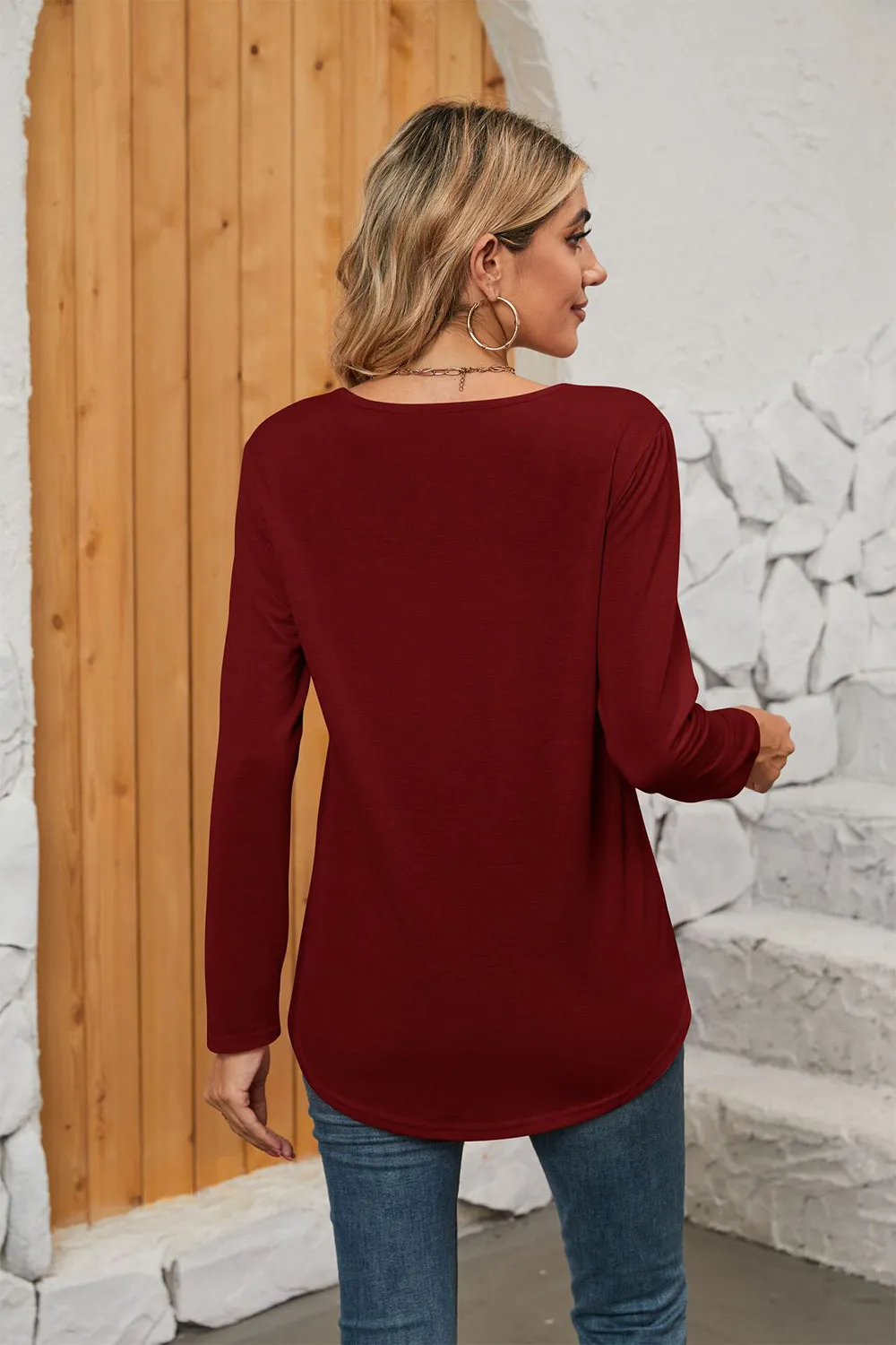 Square Neck Long Sleeve Top (7 Colors)