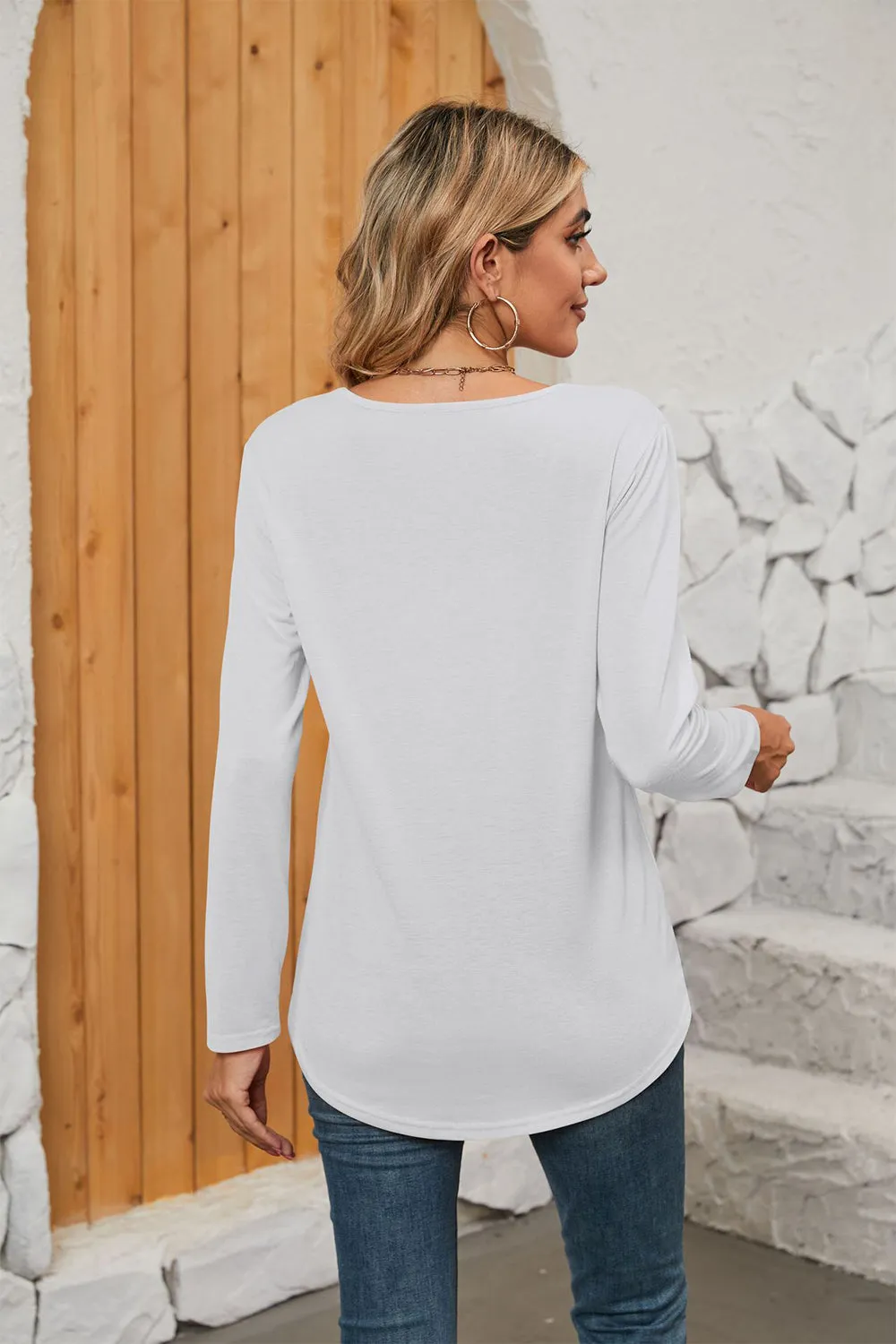 Square Neck Long Sleeve Top (7 Colors)