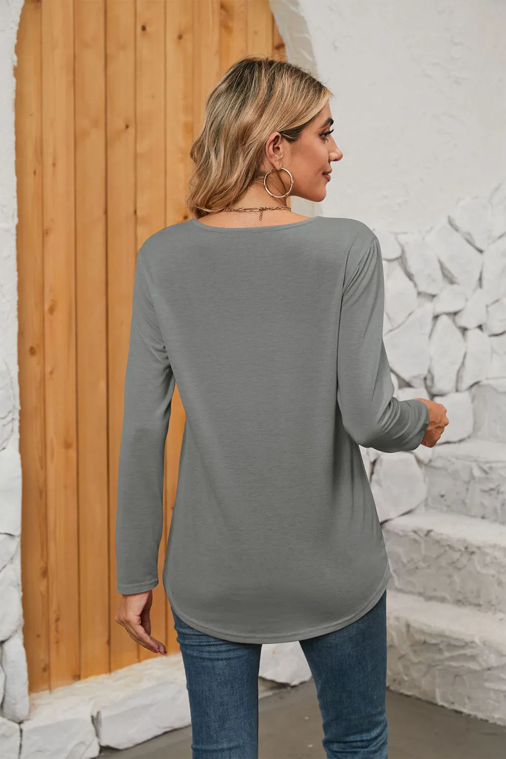 Square Neck Long Sleeve Top (7 Colors)