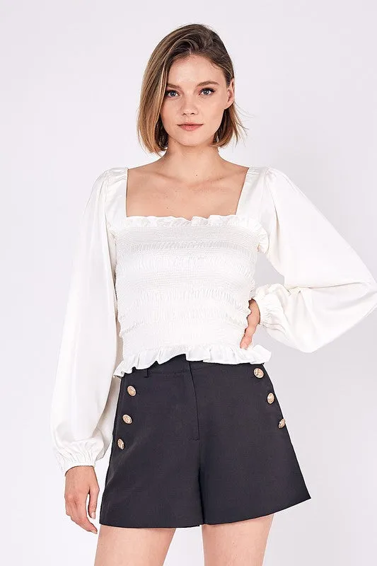 Square Neck Smocked Top