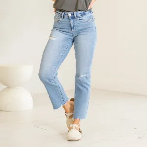 Sunney High Rise Distressed Straight Leg