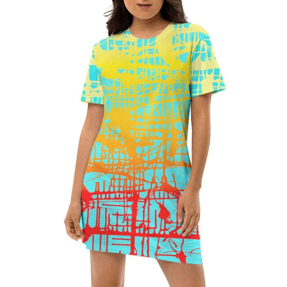Sunrise Matrix, WOMEN'S T-Shirt DRESS by Jumper Maybach®