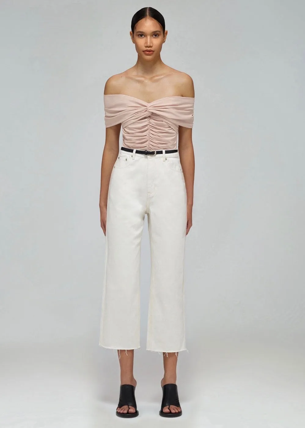 Taupe Jersey Off Shoulder Top (Taupe)