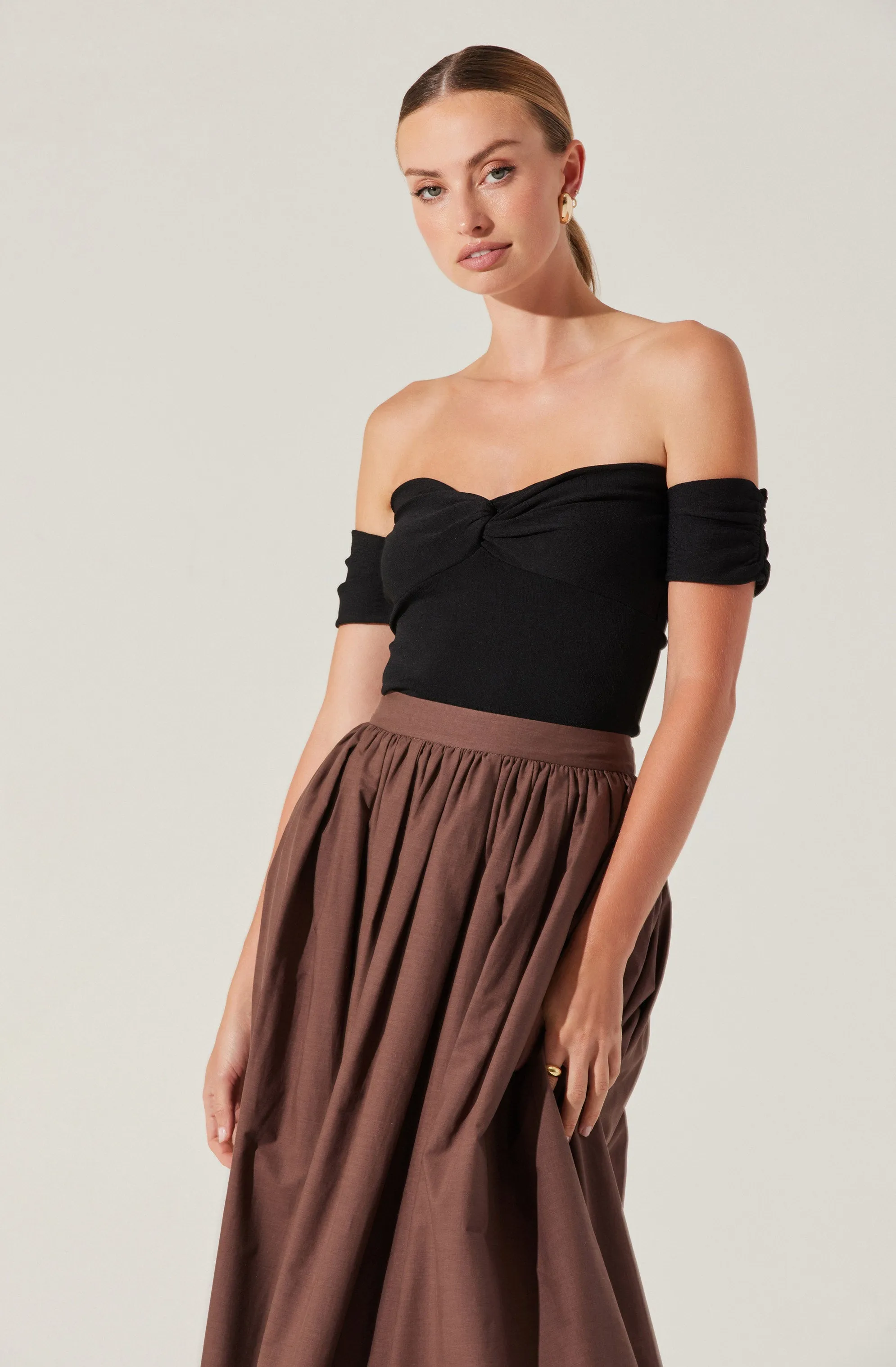 Twist Front Off Shoulder Top