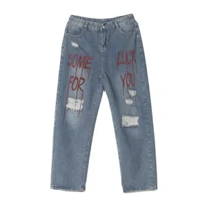 Urban Letters Graphic Straight Leg Jeans