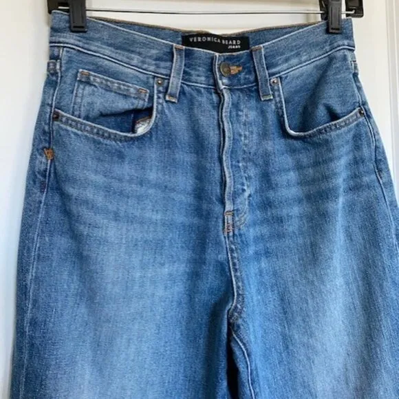 VERONICA BEARD Blake Classic Straight High Rise Button Fly Navy Denim Jeans 27