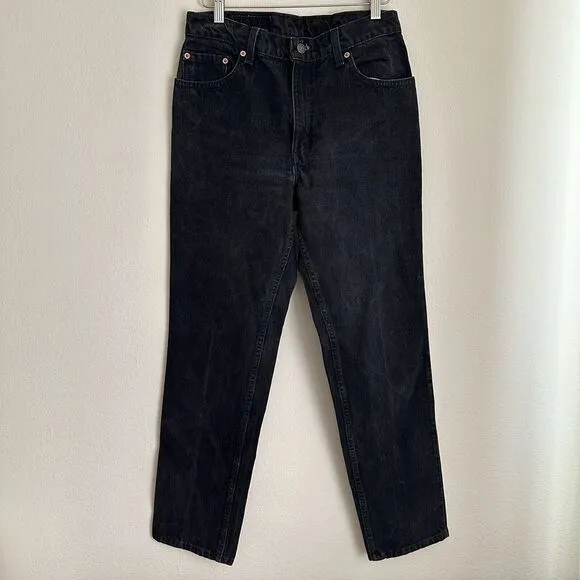 VINTAGE 90s Levi's‎ 505 Red Tab Black Jeans 28x30.5 Regular Fit Made In USA
