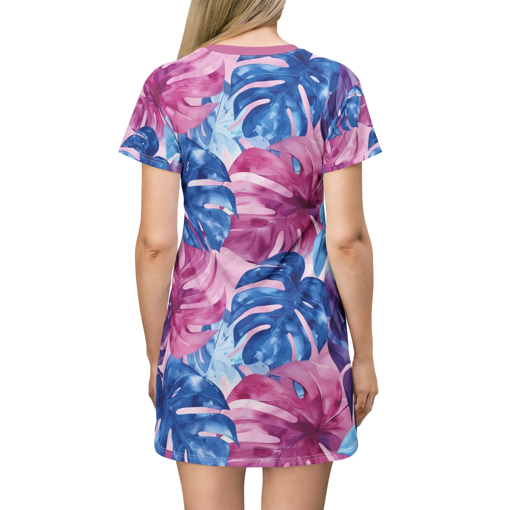 Watercolor Tropics T-Shirt Dress - Pink