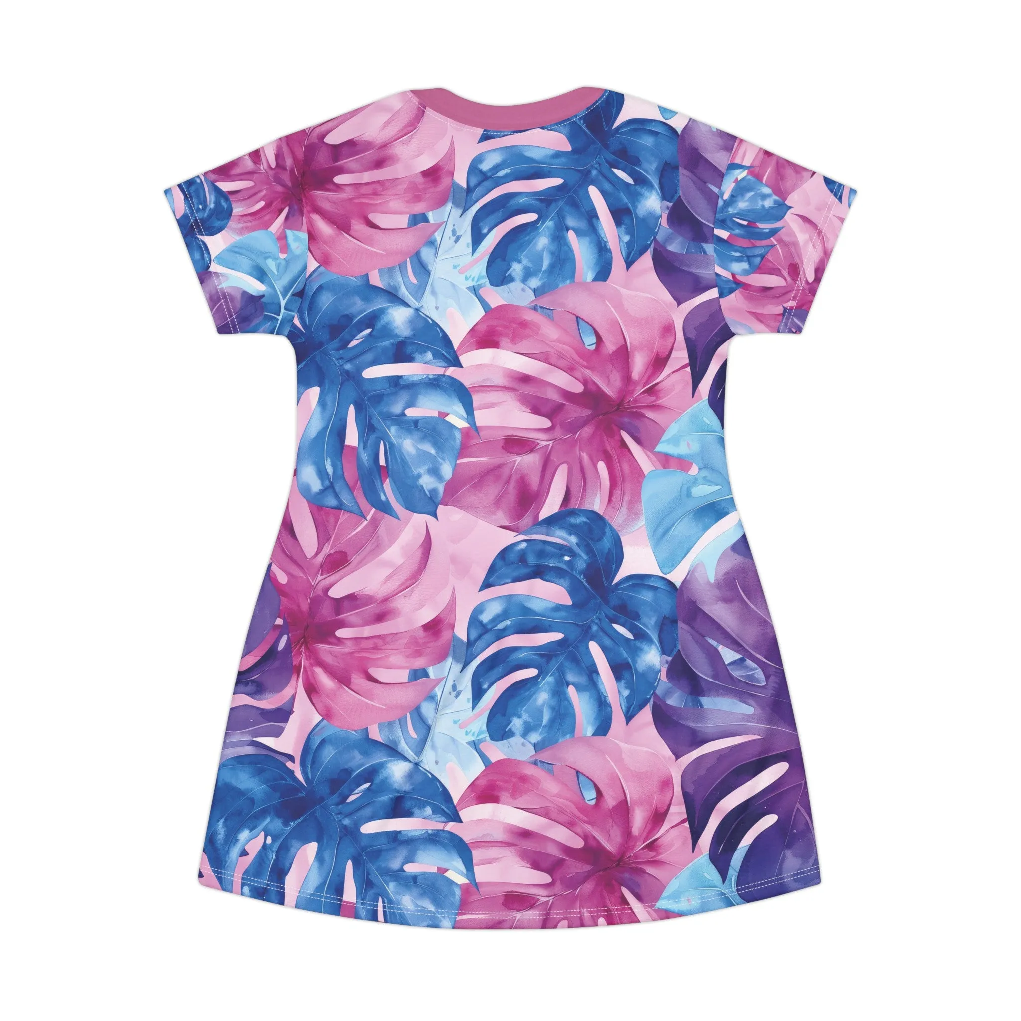 Watercolor Tropics T-Shirt Dress - Pink
