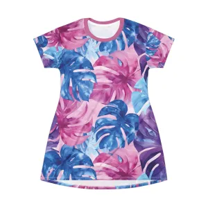 Watercolor Tropics T-Shirt Dress - Pink