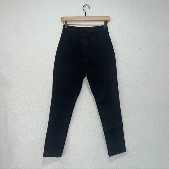 WeWoreWhat Danielle Jeans Crystal Button Up Straight Leg Black