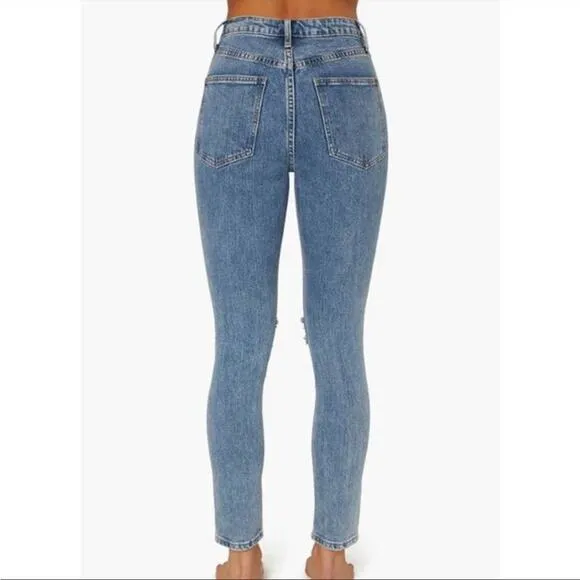 WeWoreWhat The Danielle Stretch Jeans Spring St Holes Size 26 Button Fly NEW