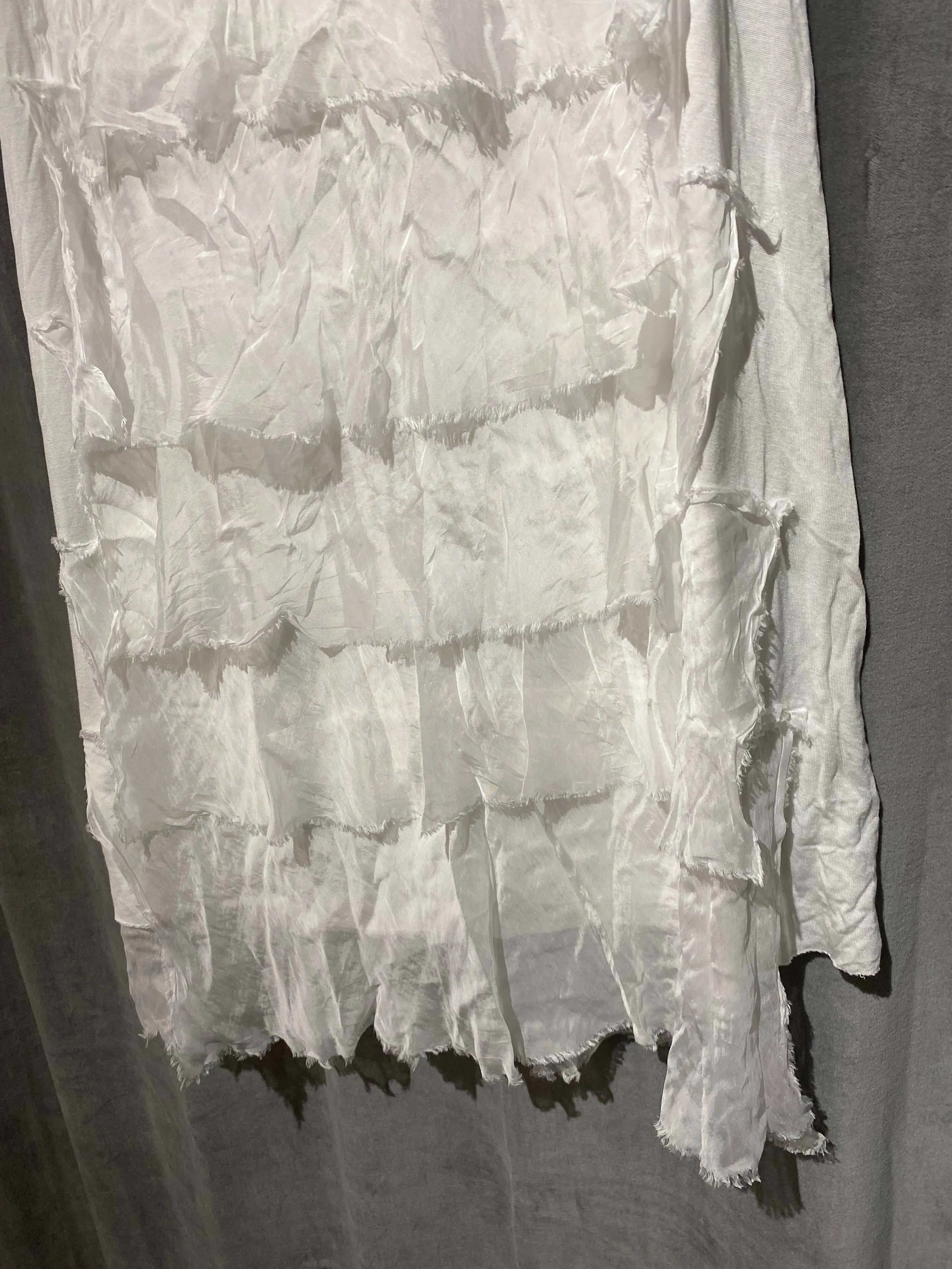 White Elastic Ruffle Tiered Skirt