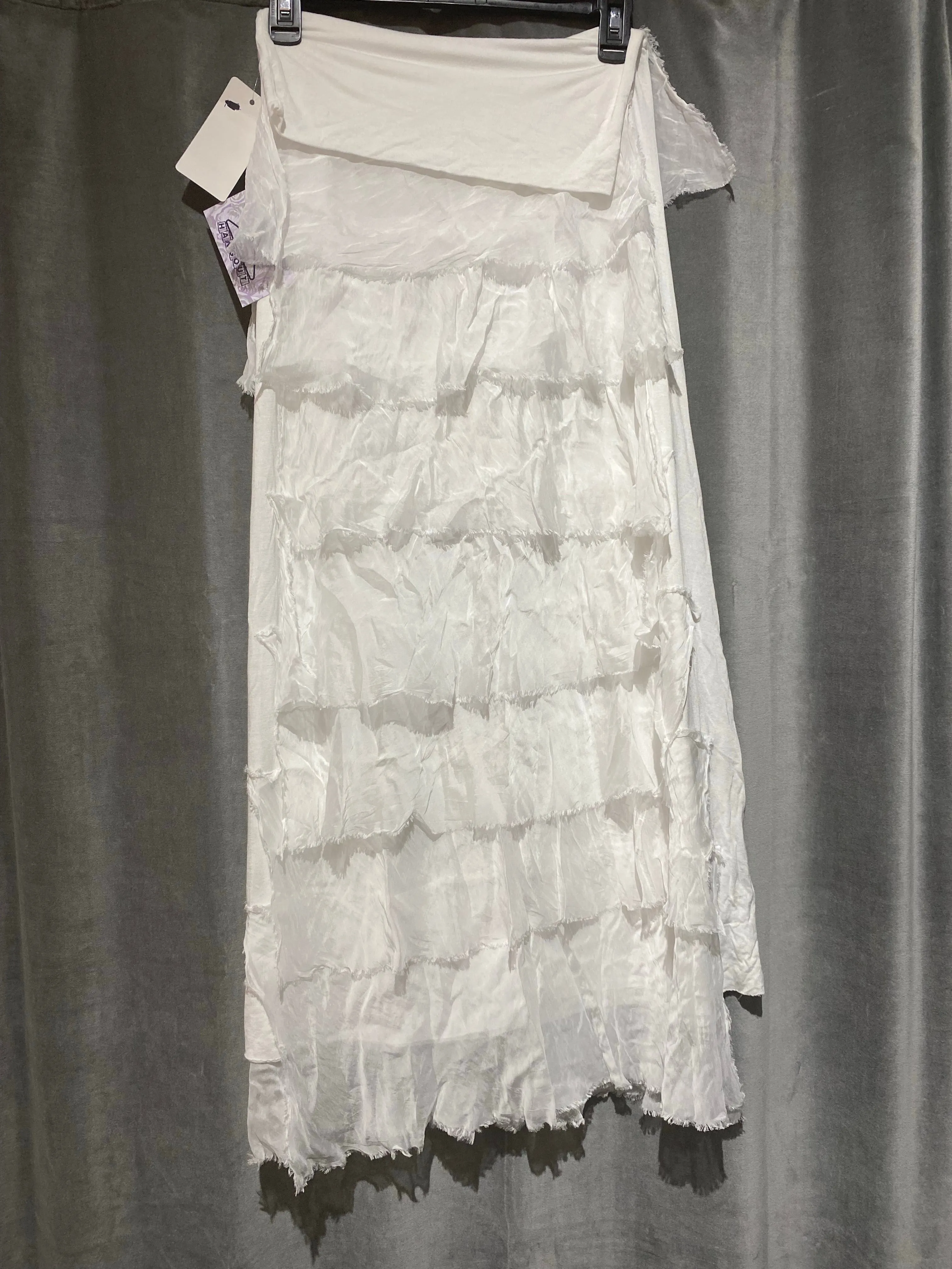 White Elastic Ruffle Tiered Skirt