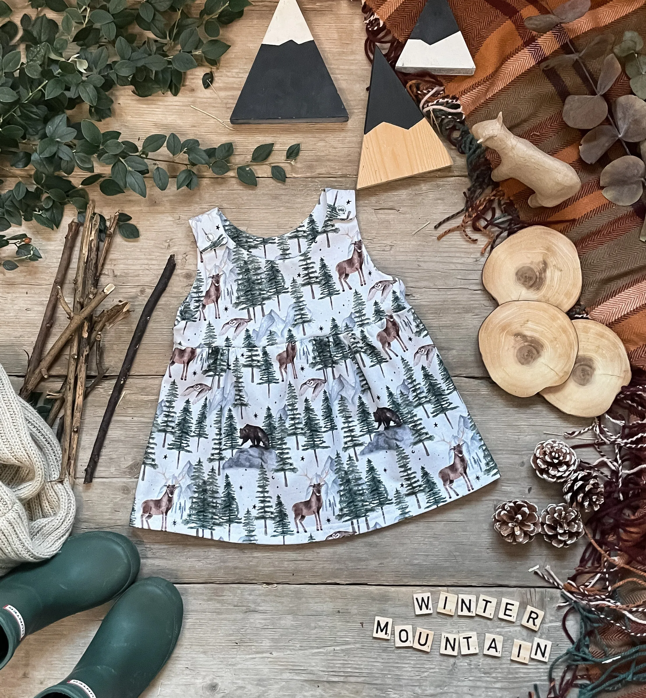 Winter Mountain Pinafore Dress