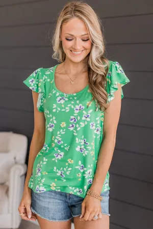 Wishful Heart Floral Top- Green