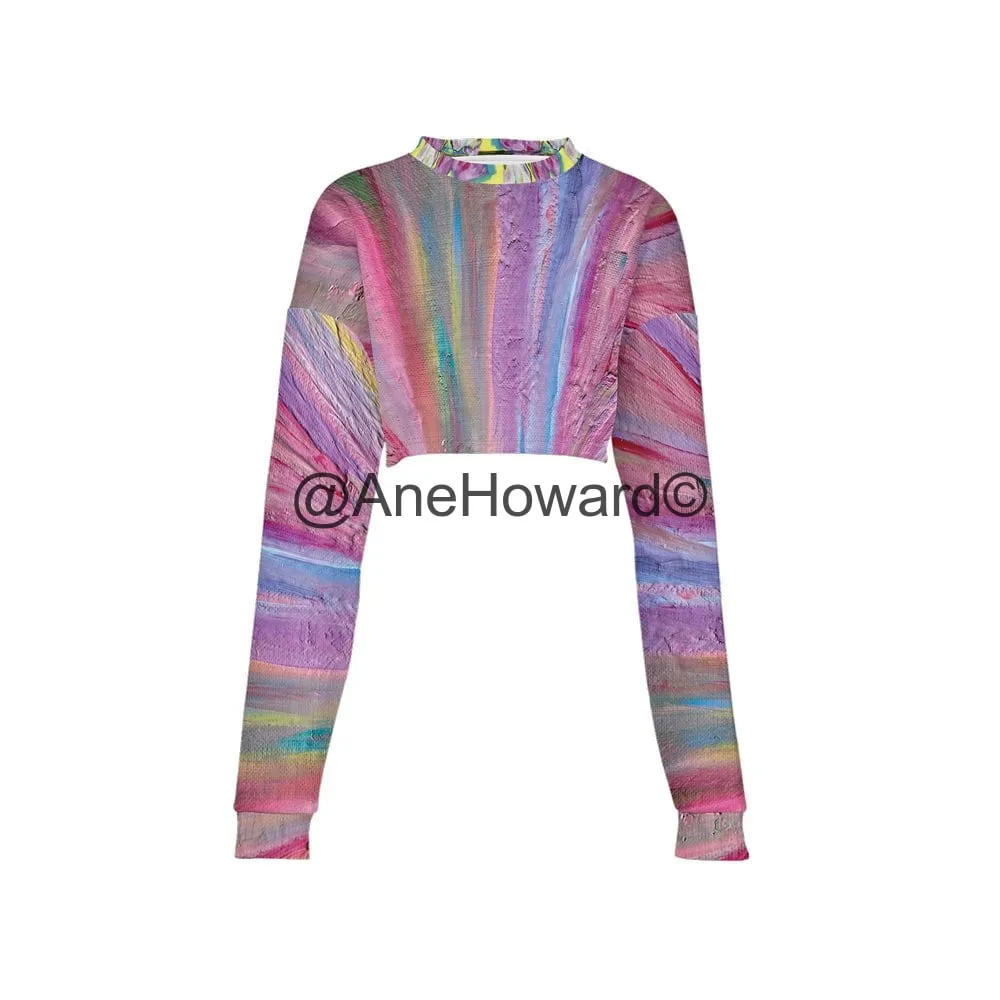 Women’s Cropped Crewneck Sweatshirt Rainbow