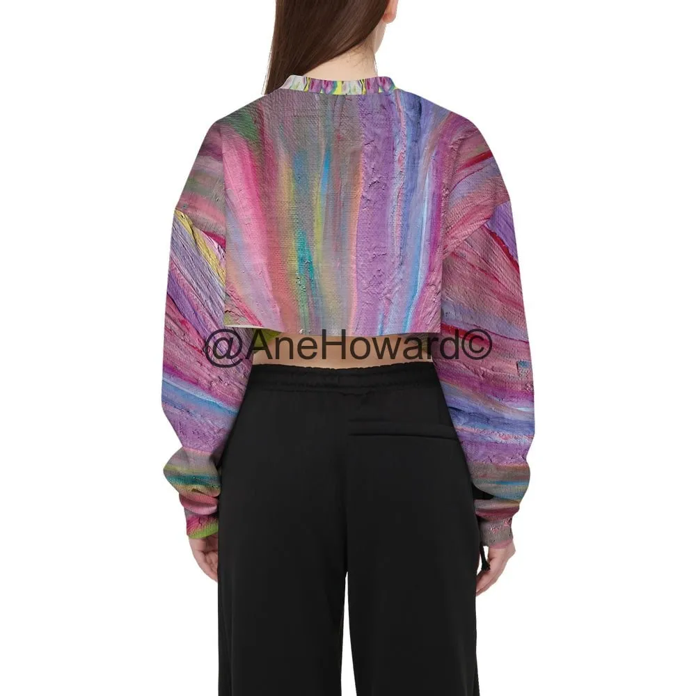 Women’s Cropped Crewneck Sweatshirt Rainbow