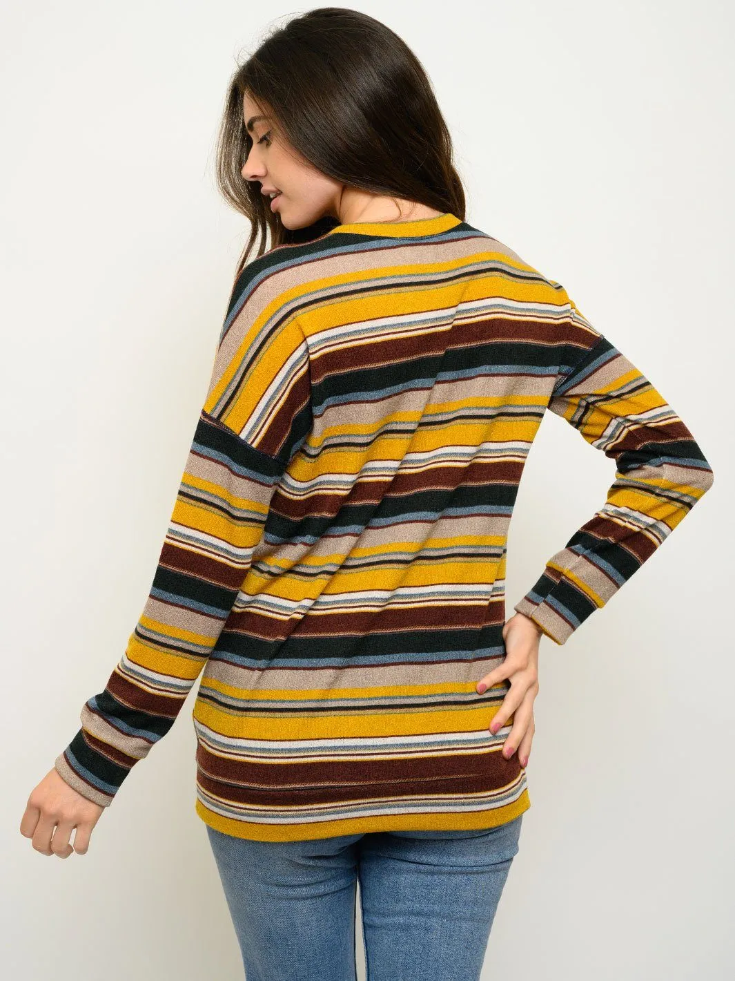 WOMEN'S LONG SLEEVE STRIPES TOP