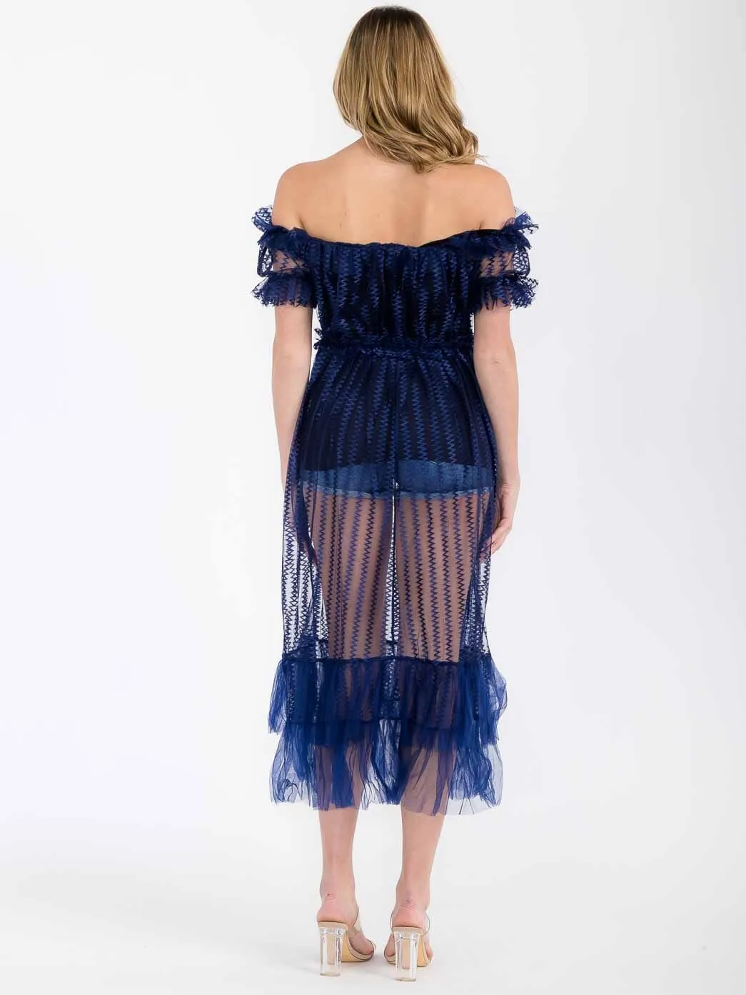 WOMEN'S OFF SHOULDER RUFFLE DETAILED TOP