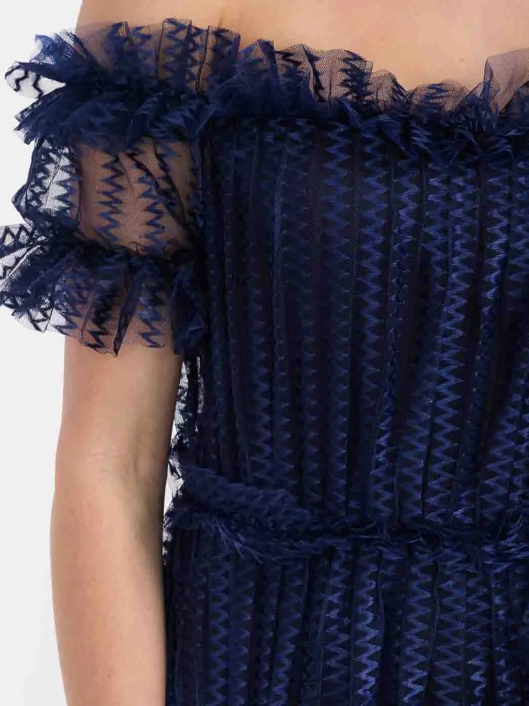 WOMEN'S OFF SHOULDER RUFFLE DETAILED TOP