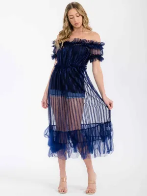 WOMEN'S OFF SHOULDER RUFFLE DETAILED TOP