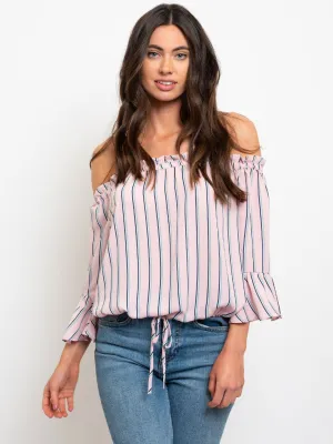 WOMEN'S OFF SHOULDER STRIPES TOP