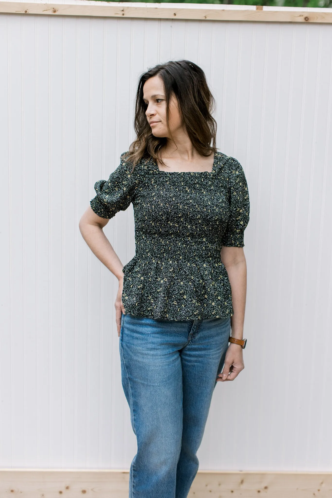 X Black Ditsy Floral Top