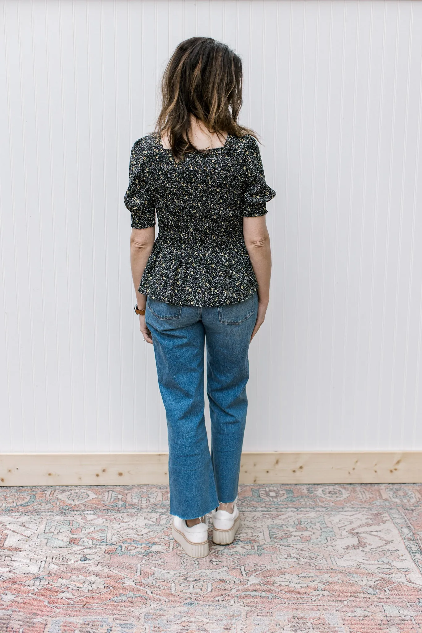 X Black Ditsy Floral Top