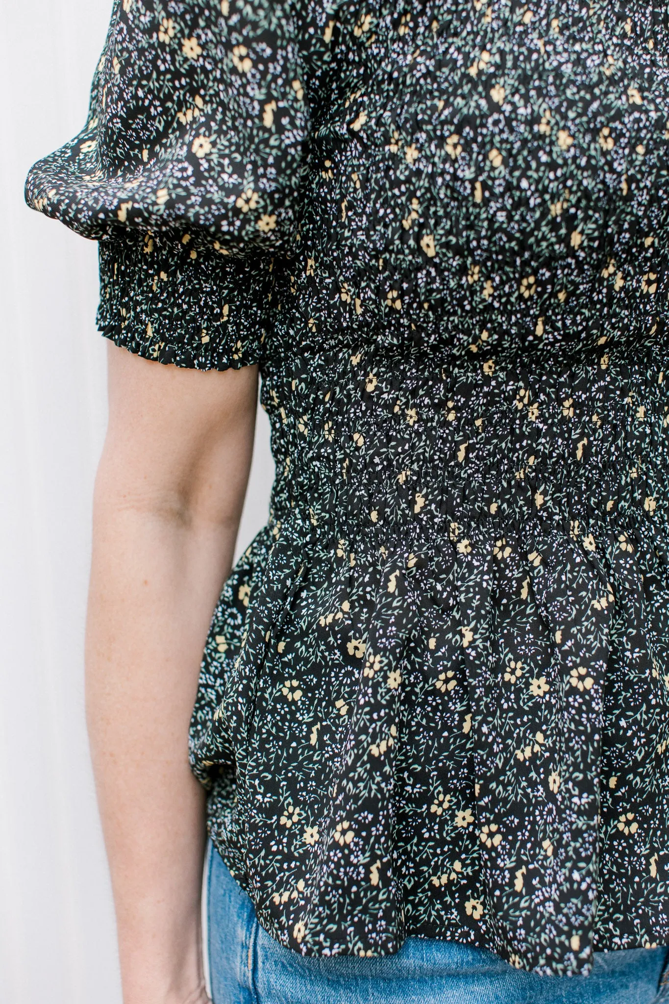 X Black Ditsy Floral Top