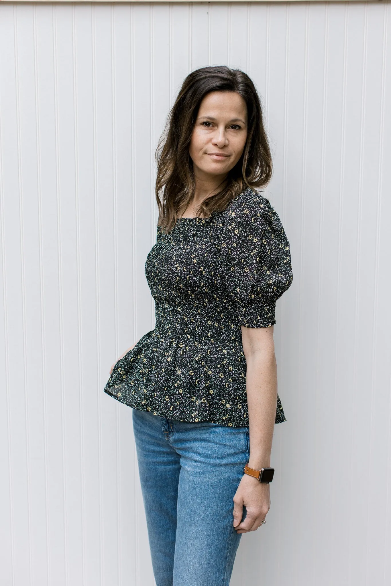 X Black Ditsy Floral Top