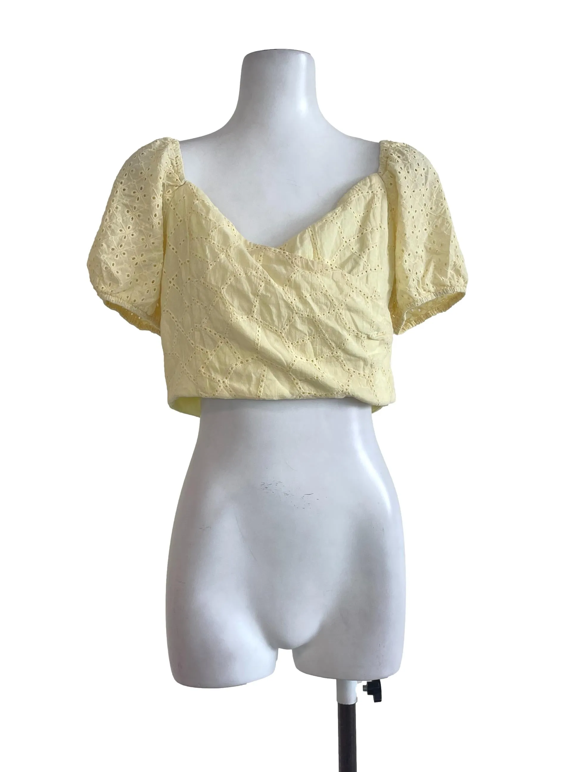 Yellow Embroidery Crop Top