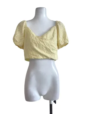 Yellow Embroidery Crop Top