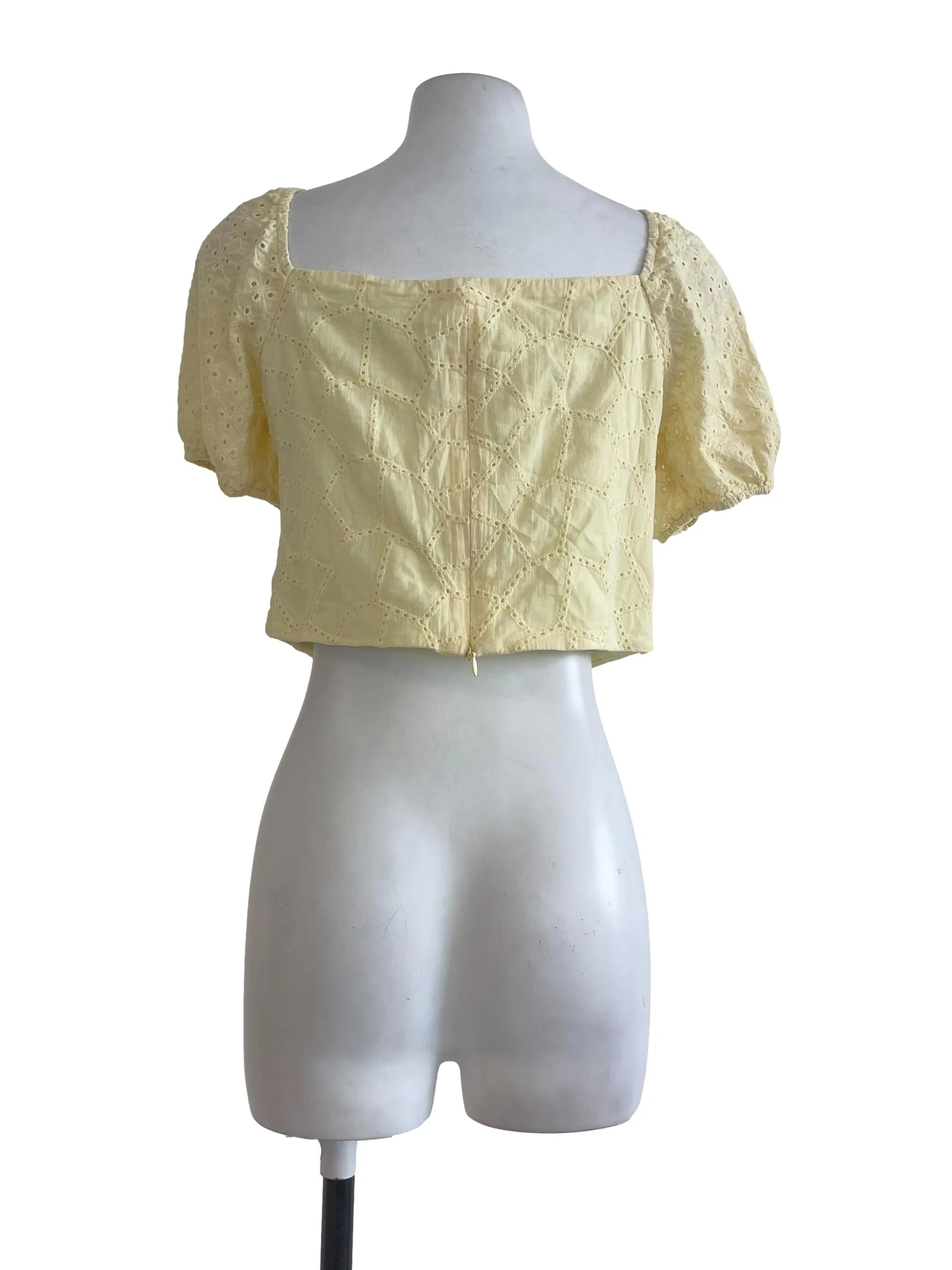 Yellow Embroidery Crop Top