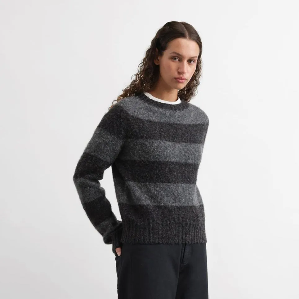 YMC Jets Stripe Crew Knit Grey Stripe