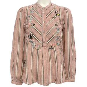Zadig & Voltaire Red Multi Teda Raye Embroidered Blouse