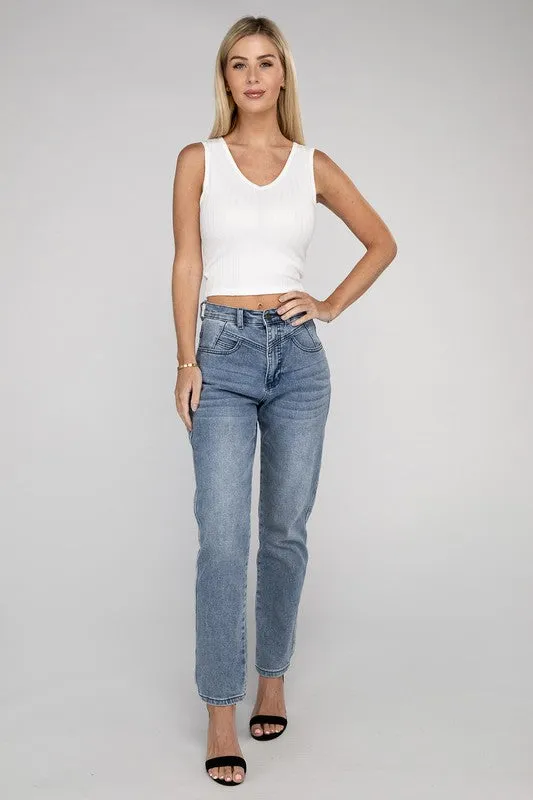 Zenana Ribbed Cropped Top