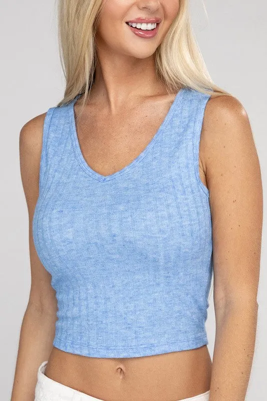 Zenana Ribbed Cropped Top