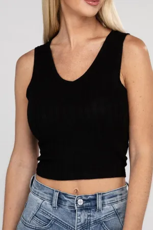 Zenana Ribbed Cropped Top