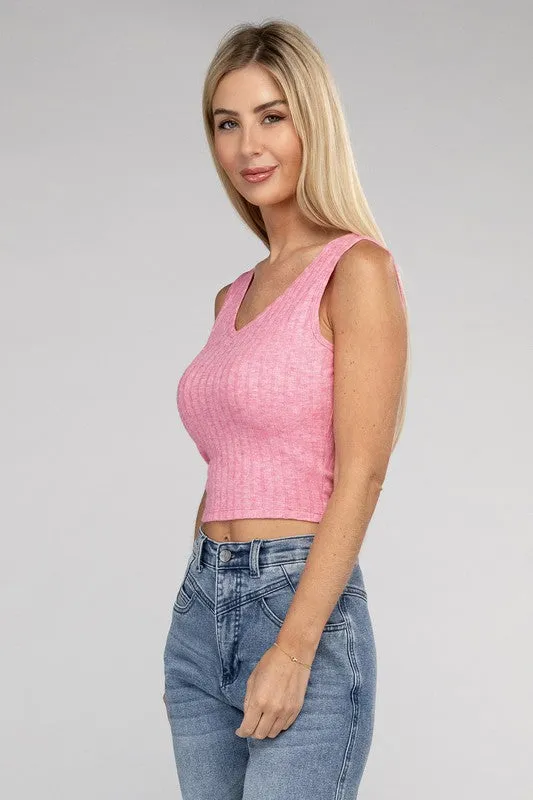 Zenana Ribbed Cropped Top